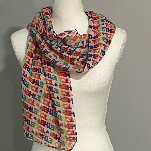 Colorful “Together” Pride printed lightweight Scarf - Picture 4 of 4